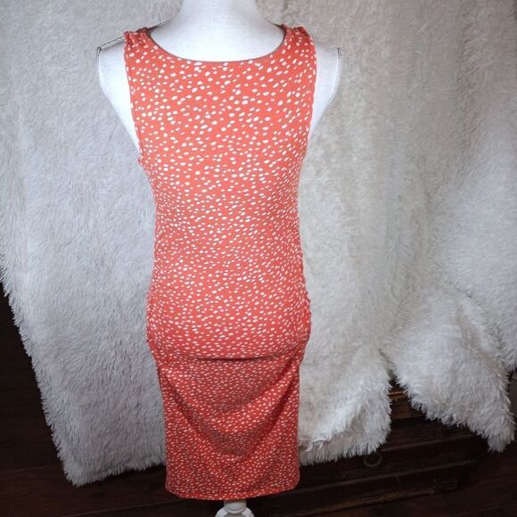 INGRID & ISABEL MATERNITY PEACH/ORANGE & WHITE DRESS SZ.M EUC - Picture 6 of 8